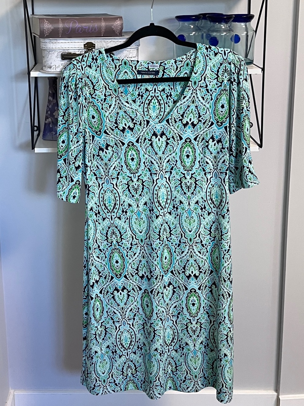 Teal & Black Paisley Tommy Hilfigure Shift Dress